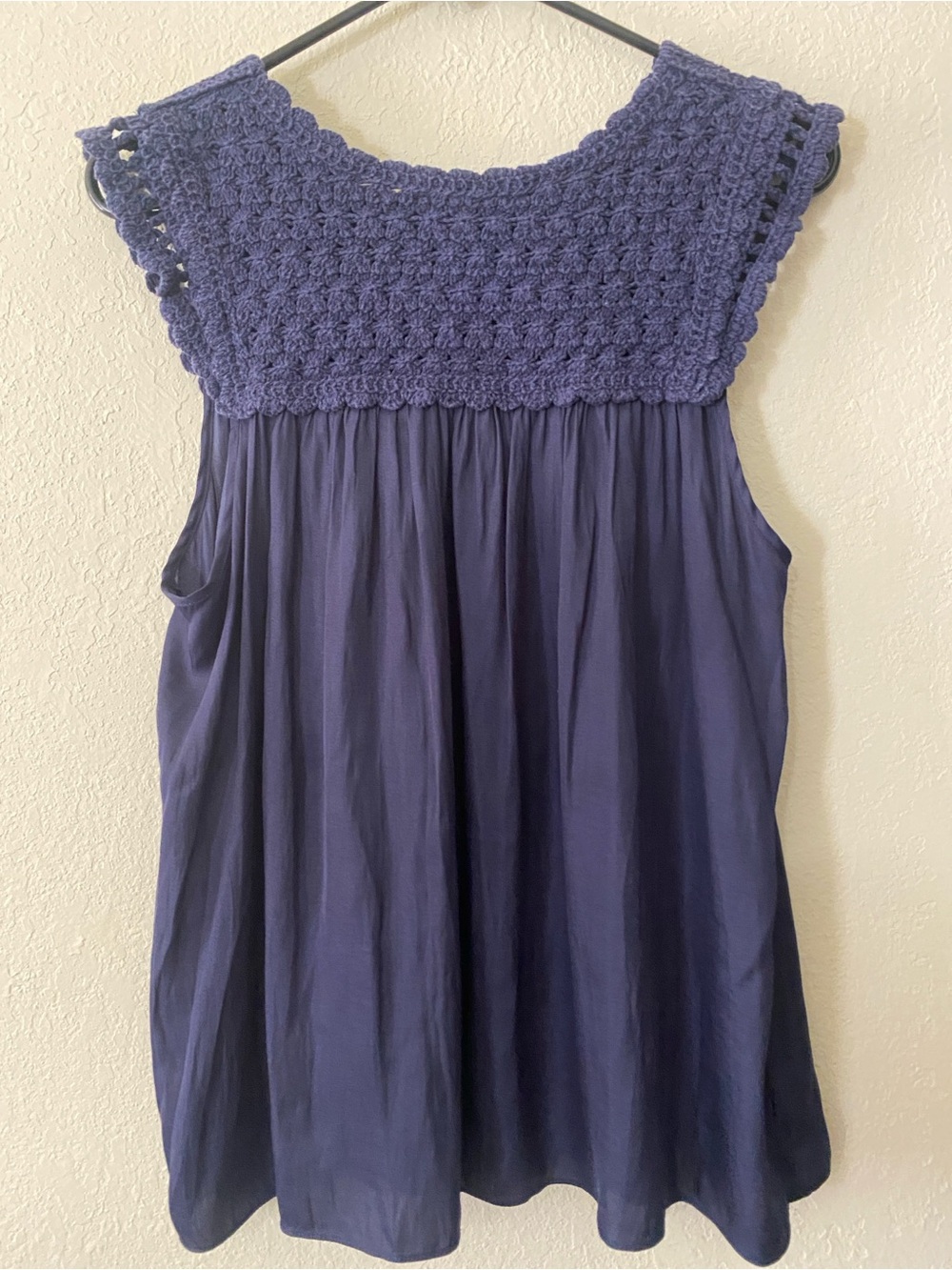 Skies Are Blue Crochet Yoke Sleeveless Blue Tunic - Picture 8 of 10